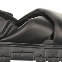 ミュウミュウ レザー サンダル 38 1/2 レディース ブラック クロス