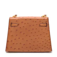 エルメス ミニケリー20 オーストリッチ チェスナッツ ゴールド金具 ○P