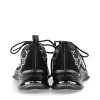 GUCCIグッチラインストーンロゴメッシュブラックフラットシューズ37.5 グッチ GUCCI RUN メッシュ×スエード スニーカー 37.5