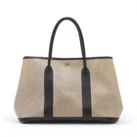 エルメス ガーデンパーティ36 PM ブッフル×トワルアッシュ ベージュ シルバー金具 □I:2005年