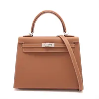 エルメス ケリー25 ヴォーエプソン ゴールド シルバー金具 K