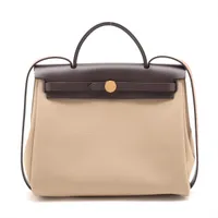 HERMES エールバッグ 変えバッグ　ベージュ ブラウン エルメスエールバッグ アド ベージュ/ブラウン シルバー金具 □G
