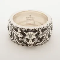 GUCCI 新品同様品　マラカイト タイガーヘッドリング 12号　刻印13 GUCCI - グッチ タイガーヘッドマラカイトリング メンズ 22/19.5