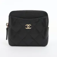 シャネル 23S ラウンドジップ カードケース キャビア ネイビー CHANEL (直営買付)シャネル 23SS クラシック ジップ カード