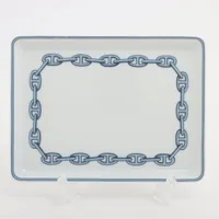 エルメス シェーヌダンクル スクエアプレート 陶器 ブルー 角皿