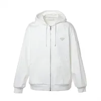 美品　PRADA　パーカー　三角ロゴ　クロップド丈　現行　トライアングルロゴ　白 美品 PRADA パーカー 三角ロゴ クロップド丈 現行
