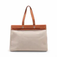 エルメス エールバッグ カバスMM トワルアッシュ×レザー シルバー金具 エルメス エールバッグ カバスMM トワルアッシュ×レザー