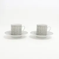 エルメス モザイク24 カップ&ソーサー 陶器 グレー 2客セット 底