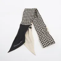 Christian Dior シルクスカーフ アイボリー・ブラック ディオール ミッツァ スカーフ シルク ブラック×アイボリー