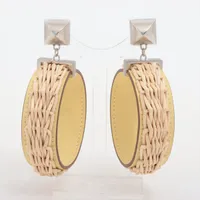 エルメス メドール ピクニック ピアス(両耳用) GP×革 イエロー