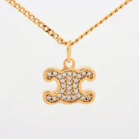 【美品】セリーヌ ネックレス ペンダントトップ トリオンフ FTT2234 セリーヌ トリオンフ FTT2234 ネックレス GP×ラインストーン