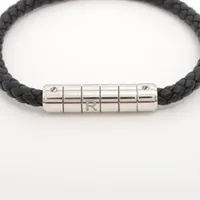 エルメス ゴリアテコード ブレスレット レザー×メタル ブラック