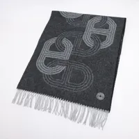 美品 エルメス マフラー 24番地のサーキット ダークグレー カシミヤ ロゴ エルメス 24番地のサーキット マフラー カシミヤ グレー