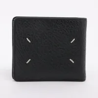 【美品】メゾンマルジェラ 4ステッチ 二つ折り財布 レザー ブラック 美品】メゾンマルジェラ 4ステッチ 二つ折り財布 レザー