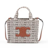 CELINE ベージュ ハンドバッグ キャンバス セリーヌ CELINE マカダム柄 トートバッグ ハンドバッグ トート