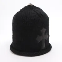 【希少】クロムハーツ レザークロスパッチ カシミヤ ビーニー クロムハーツ（Chrome Hearts）ハット/カシミア ビーニー