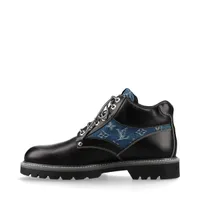 ヴィトン オーベルカンフライン 18年 デニム×レザー ショートブーツ 8