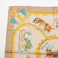 エルメス カレ90 Plumes et Grelots 羽飾りと鈴 スカーフ シルク