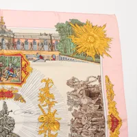 HERMES エルメス カレ90 SANSSOUCY サンスーシ宮殿 レッド エルメス カレ90 SANSSOUCY サンスーシ宮殿 スカーフ シルク ピンク