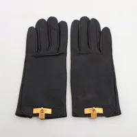 HERMES エルメス　革手袋　スタッズ　セリエ　H 金　ロゴ　ダークブラウン エルメス HERMES レザー手袋 Hロゴ