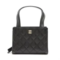 シャネル マトラッセ ラムスキン ハンドバッグ ブラック ゴールド金具