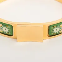 エルメス エマイユPM バングル GP ゴールド×グリーン A3547503｜中古