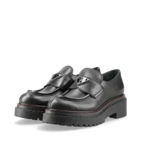 【24AW】ダブルチョコレートレザーシアリングローファー◆プラダ 24AW】ダブルチョコレートレザーシアリングローファー◇プラダ