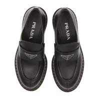 ■PRADA プラダ ダブル チョコレート レザー ローファー PRADA◇ダブル チョコレート レザー ローファー ラバーソール