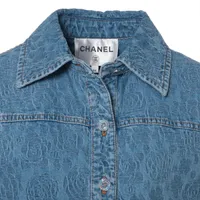 シャネル CHANEL ベスト Size:34 P74492V66068 P74　カメリア ブルー シャネル カメリア P74 コットン ベスト 34 レディース ブルー