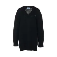 美品　PRADA プラダ　リボン　半袖　ウール　シルク　ニット　42 グレー ☆新作☆PRADA☆ロゴ半袖ウールカシミヤニット グレー (PRADA
