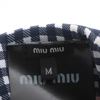 ミュウミュウ ロゴ サンバイザー M ラフィア ナチュラル×ネイビー 