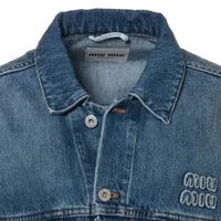 チャムタン　ミュウミュウ　新品正規品　クロップドストレッチデニムジャケット チャムタン様専用 ミュウミュウ 新品正規品 クロップド