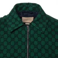 【新品未使用】GUCCI グリーン GG総柄ジャケット　770330 ZAPDC Gucci GG Wool & Nylon Jacket 44 Men's Green x navy 770330