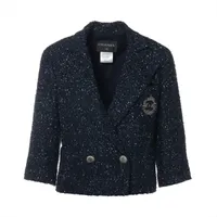 ゴージャスなココボタン♡コットン【CHANEL】ジャケット CHANEL シャネル 23SS ココボタンノーカラーツイードジャケット