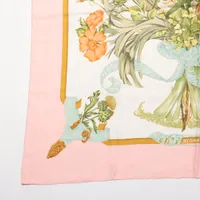 HERMES エルメス　女王陛下　カレ　REGINA ピンク　花束　フラワー　白 エルメスカレ90 鳥柄 花柄 ピンク/白 レディース スカーフ