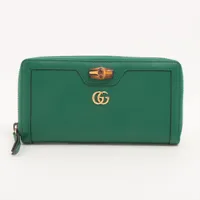 GUCCI✨長財布　GGキャンバス バンブー　エメラルドグリーン　メンズ バンブー付き ジップアラウンドウォレットエメラルドグリーン