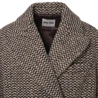 ミュウミュウのウールコート38 ミュウミュウ 23AW ウール×ナイロン ロングコート 38 レディース