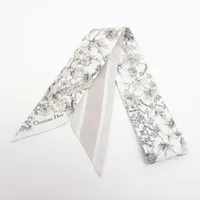 ✨極美品✨クリスチャンデ オール ミッツァ　スカーフ　ホワイト＆グレー　シルク Christian Dior 新品同様 クリスチャンディオール ミッツァ