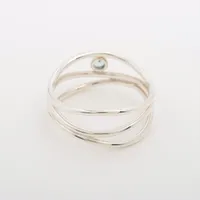 ティファニー ウェーブ 3ロウ リング 925 1.9g シルバー アクア