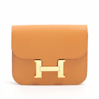 エルメス コンスタンススリム ヴォーエプソン 財布 ゴールド シルバー