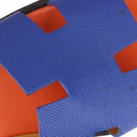 こんちゃん エルメス イズミール オレンジ ブルー エルメス イズミール レザー サンダル 41.5 メンズ ブルー