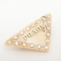 プラダ 1IF090 バレッタ GP×レジン×ラインストーン アイボリー  