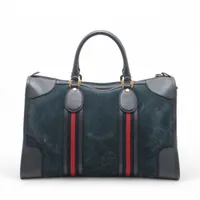 グッチ レザー×スエード 2WAYボストンバッグ ネイビー 459311 A3560678