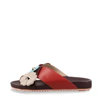 フェンディ レザー サンダル 35 レディース ブラウン×レッド