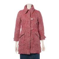 シャネル ココボタン 01A ウール×シルク コート 38 レディース レッド