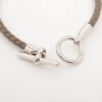 [美品] エルメス グレナン ブレスレット エトゥープ シルバー金具 HERMES - エルメス ブレスレット グレナン エトゥープ/シルバー