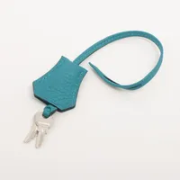 エルメス クロシェット チャーム GP×革 ブルー A3564347｜中古ブランド