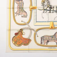 エルメス カレ90 GRAND APPARAT 盛装の馬 スカーフ シルク アイボリー