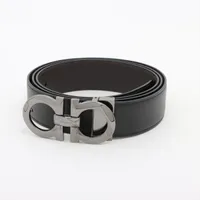 フェラガモ ダブルガンチーニ ベルト レザー ブラック×ブラウン