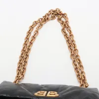 バレンシアガ モナコ レザー チェーンショルダーバッグ ブラック